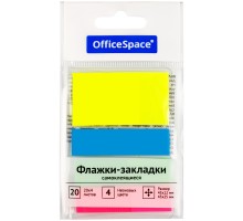 Флажки-закладки OfficeSpace, 45*12мм* 3цв.,+ 45*25мм* 1цв., по 20л., неоновые цвета, европодвес