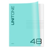 Тетрадь 48л. клетка BG "UniTone. Neon", пластиковая обложка, неон голубой
