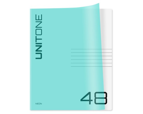 Тетрадь 48л. клетка BG "UniTone. Neon", пластиковая обложка, неон голубой