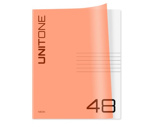 Тетрадь 48л. клетка BG "UniTone. Neon", пластиковая обложка, неон оранжевый