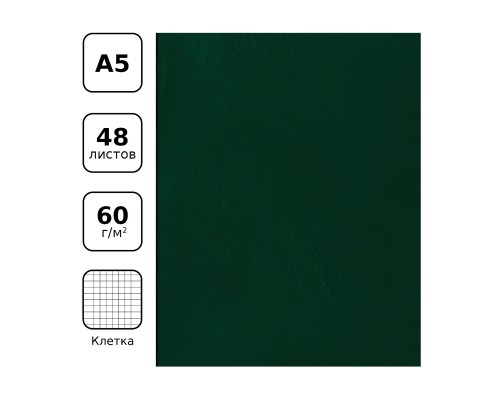 Тетрадь 48л., А5 клетка BG, бумвинил, зеленый