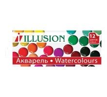 190826 Краски акварельные ГАММА "Illusion", 12 цв, медовые, без кисти, картонная коробка, 212086, 10-1012