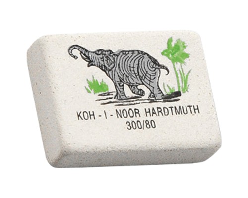 Ластик Koh-I-Noor "Elephant" 300/80, прямоугольный, натуральный каучук, 26*18,5*8мм, цветной слон