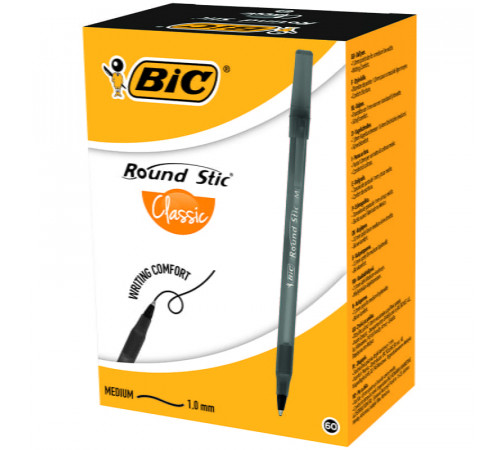 Ручка шариковая Bic "Round Stic" черная, 1,0мм