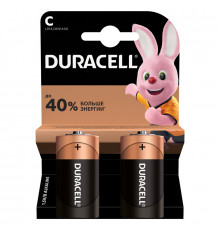 Батарейки DURACELL C LR14, КОМПЛЕКТ 2шт., в блистере, 1.5В, (самые мощные щелочные батарейки)