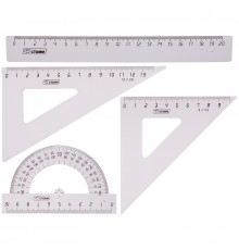 Набор чертежный средний Стамм. (треуг. 2шт.. линейка 20см. транспортир). прозрачный бесцветный