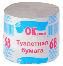 Бумага туалетная Окская, 1-слойная, 100г, без втулки, серая 30м