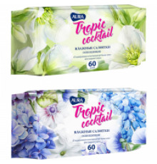 Салфетки влажные Aura "Tropic coctail", 60шт., освежающие