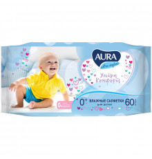 Салфетки влажные Aura "Ultra comfort", 60шт., детские, с алоэ