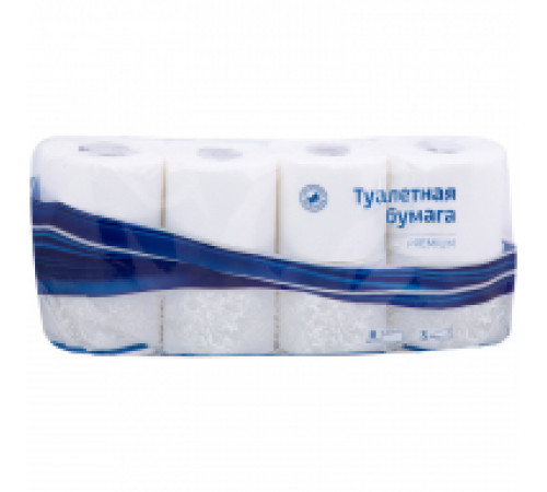 Бумага туалетная OfficeClean "Premium" 3-слойная, 8шт., тиснение, белая