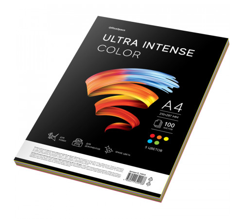 Бумага цветная OfficeSpace "Ultra Intense Color", A4, 80 г/м², 100л., (5 цветов)