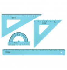 Набор чертежный большой СТАММ, (треуг. 2шт., линейка 30см, транспортир), прозрачный тонированный