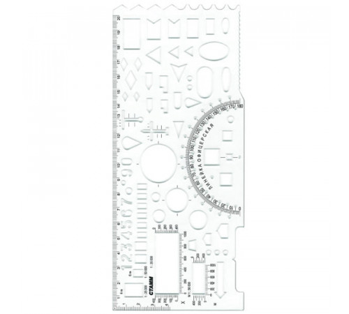 Линейка СТАММ офицерская №2 (командирская) прозрачная. 65 тактич.элементов. печатная шкала 20см.ТТ03