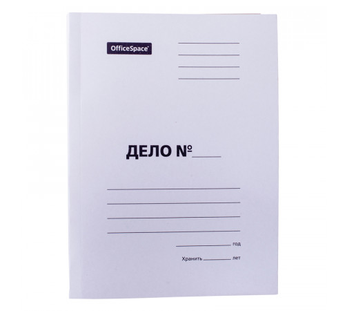 Скоросшиватель OfficeSpace "Дело", картон немелованный, 280г/м2, белый, пробитый, до 200л.