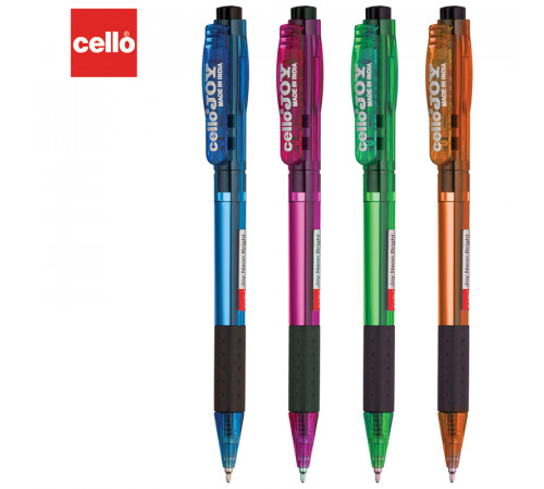 Ручка шариковая автоматическая Cello "Joy Neon tinted" синяя, 0,7мм, грип, корпус ассорти, штрих-код Ручка шариковая автоматическая Cello "Joy Neon tinted" синяя, 0,7мм, грип, корпус ассорти, штрих-код