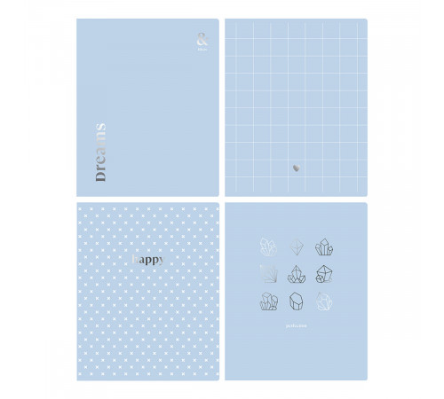 Тетрадь 80л., А5, клетка BG "Blue&silver", тиснение фольгой