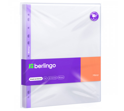 Папка-вкладыш с перфорацией Berlingo "Mirror", А4, 40мкм, глянцевая