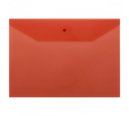 Папка-конверт на кнопке СТАММ А4, 120мкм, пластик, прозрачная, красная