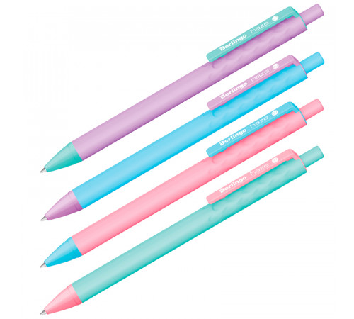 Ручка шариковая автоматическая Berlingo "Haze" 0,7мм, синяя, прорезин. корпус, корпус ассорти