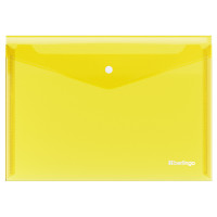 Папка-конверт на кнопке Berlingo "No Secret", А4, 200мкм, желтая