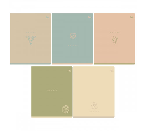 Тетрадь 48л., А5, клетка BG "Nature", soft-touch ламинация