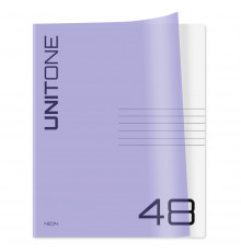 Тетрадь 48л. клетка BG "UniTone. Neon", пластиковая обложка, неон сиреневый