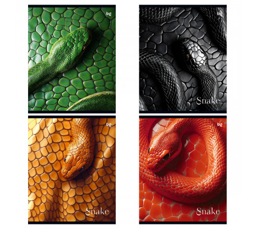 Тетрадь 48л., А5, клетка BG "Snake", выб.лак