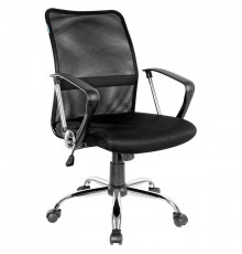 Кресло оператора Helmi HL-M09 "Instance", ткань/сетка черная, механизм качания, хром