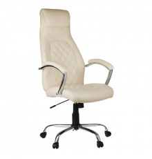 Кресло руководителя Helmi HL-E24 "Iсon", экокожа бежевая, хром
