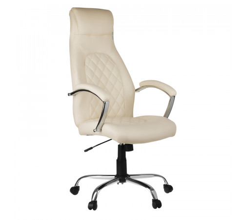 Кресло руководителя Helmi HL-E24 "Iсon", экокожа бежевая, хром