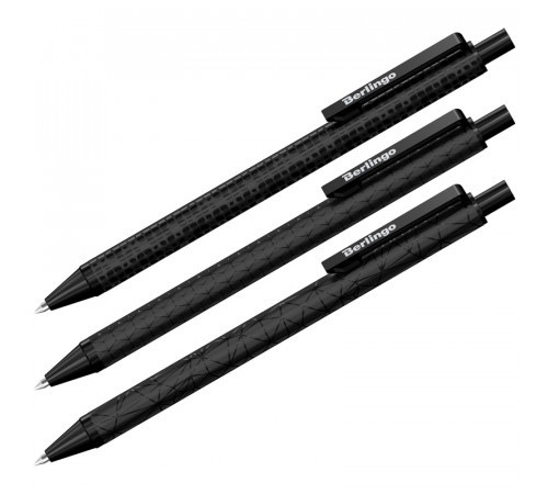 Ручка шариковая автоматическая Berlingo "DoubleBlack" синяя, 0,7мм, игольчатый стержень