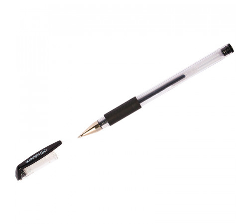 Ручка гелевая OfficeSpace черная, 0,5мм, грип