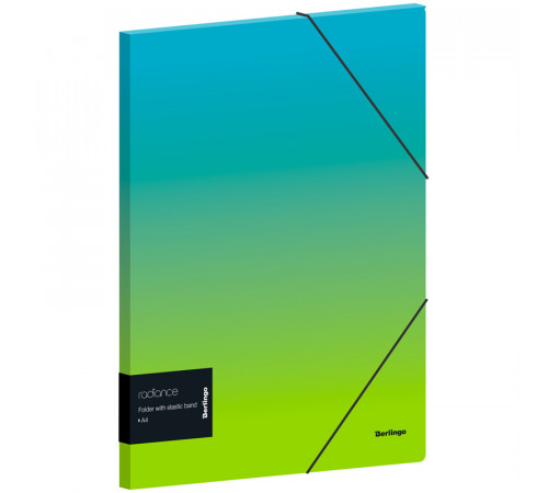 Папка на резинке Berlingo "Radiance" А4, 600мкм, голубой/зеленый градиент, с рисунком