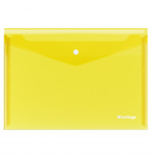 Папка-конверт на кнопке Berlingo "No Secret", А4, 200мкм, желтая