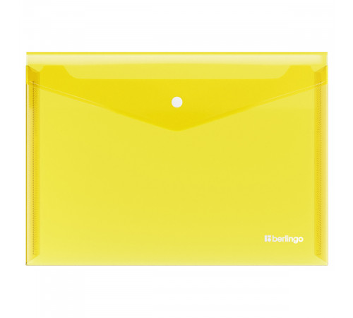Папка-конверт на кнопке Berlingo "No Secret", А4, 200мкм, желтая