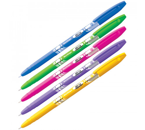 Ручка шариковая на масл. основе "Blitz" 0.7мм, игольч. након., цв. пластик. корп., синяя