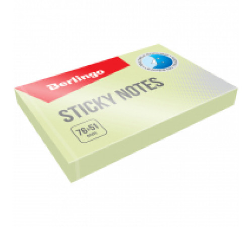 Самоклеящийся блок с клеевым краем, Berlingo "Standard", 76*51мм, 100л, зеленый, арт.HN7651SG