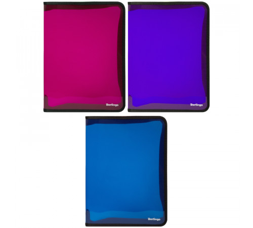 Папка на молнии Berlingo, А4, 500мкм, тонированая, ассорти