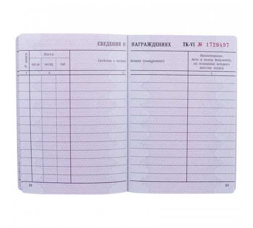 Бланк "Трудовая книжка" Гознак