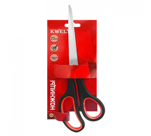 Ножницы " KWELT " 23,0см эргономичные пластиковые ручки с резиновыми вставками, блистер, европодвес