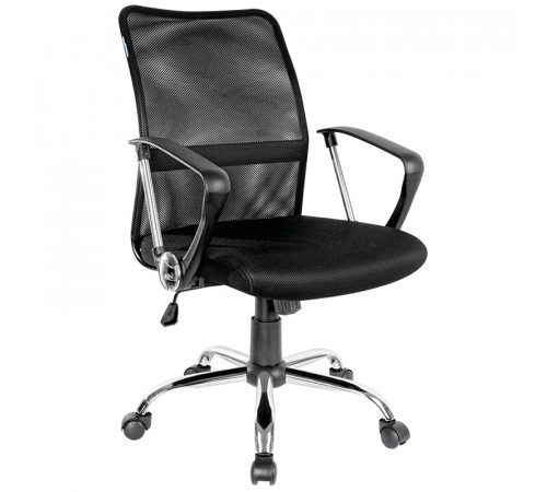 Кресло оператора Helmi HL-M09 "Instance", ткань/сетка черная, механизм качания, хром