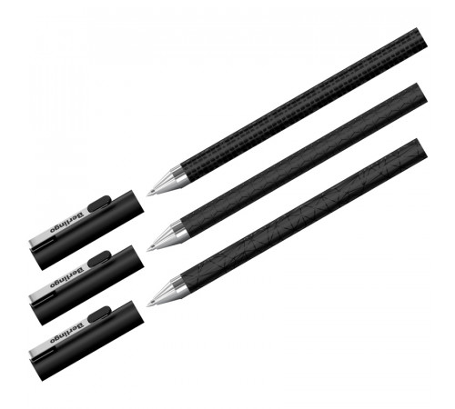 Ручка шариковая Berlingo "DoubleBlack" синяя, 0,7мм, игольчатый стержень