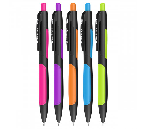 Ручка шариковая автоматическая Berlingo "Color Zone 2" синяя, 0,7мм, корпус ассорти