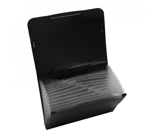 Папка 13 отделений OfficeSpace А4, 500мкм, на резинке, индексные разделители, пластик, черная