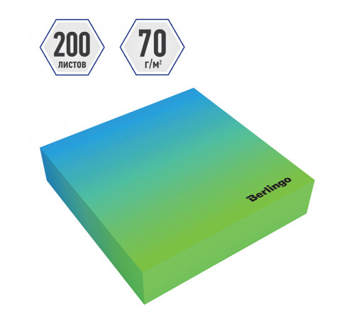 Блок для записи декоративный на склейке Berlingo "Radiance" 8,5*8,5*2см, голубой/зеленый, 200л.