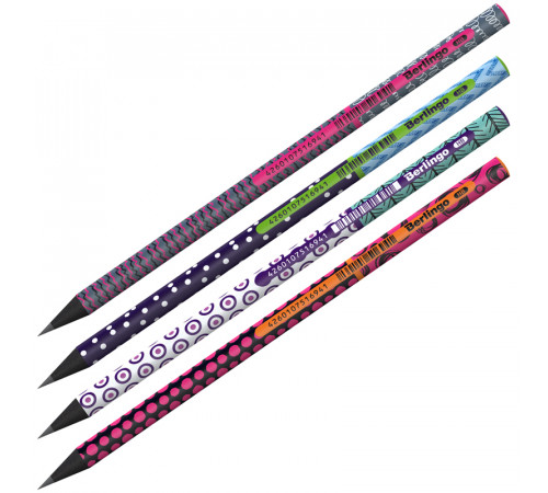 Карандаш ч/г Berlingo "Arcade XS" HB, круглый, черное дерево, заточен