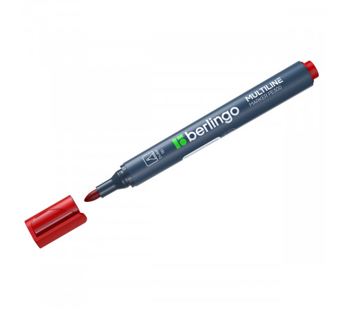 Маркер перманентный Berlingo "Multiline PE300" красный, пулевидный, 3мм