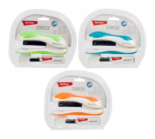 Набор Berlingo "Office Soft": степлер №24/6,26/6 до 25л., ассорти; антистеплер; скобы №24/6, блистер