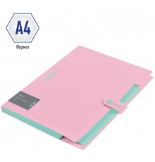 Папка 5 отделений Berlingo "Haze", А4, 600мкм, на кнопке, розовая, софт-тач