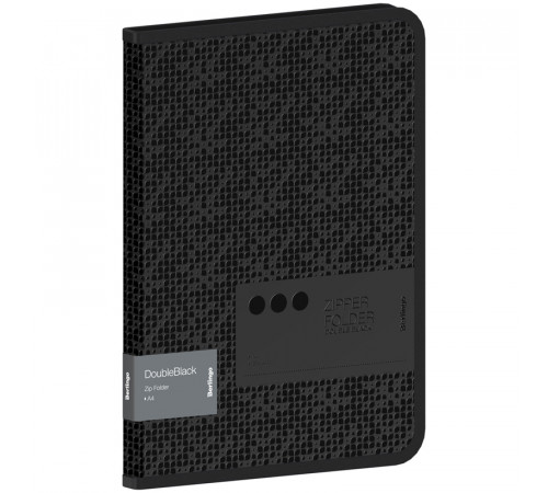 Папка на молнии Berlingo "DoubleBlack" А4, 600мкм, черная, с рисунком